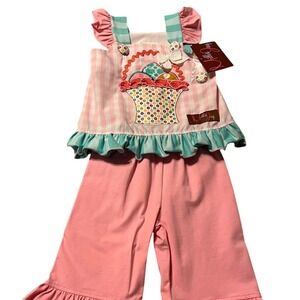 Millie Jay Easter Basket Capri Set 24 Months Pink Gingham Ruffle Easter